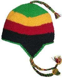 Authentic Soul Wool Ear Flap Sherpa Rasta Ski Knit Hat. Black. One Size.