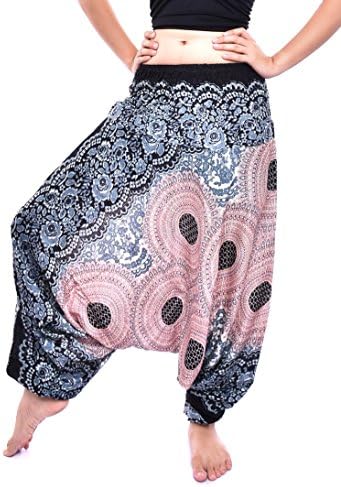 Sun Flower Boho Harem pants & Jumpsuit Harem pants for Man & Women, (XS-2XL, Pink )