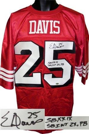 Eric Davis Autographed Jersey - 49ers Red Prostyle Shadow # inscriptions - Autographed MLB Jerseys