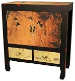 Asian Furniture & Décor - 26" Ming Chinese Angels in the Garden Oriental End Table