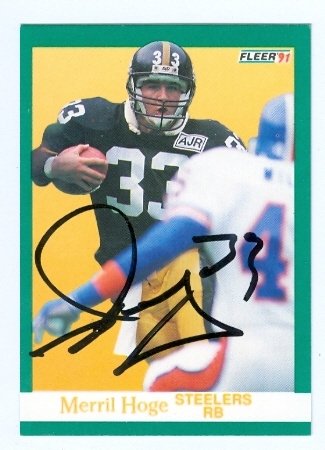 Merril Hoge Autographed/Hand Signed Football Card (Pittsburgh Steelers) 1991 Fleer #161
