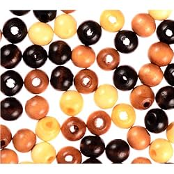 Round Wood Beads, 6mm, Earthtone Colors Mix, 190pc Pkg