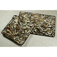 Tiger Faux Fur Bath Rug Set - 2 Piece