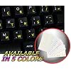 DVORAK SIMPLIFIED KEYBOARD STICKERS WITH YELLOW LETTERING ON TRANSPARENT BACKGROUND