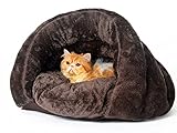 [New Release, February 2016] PLS Pet Cuddle Pouch Pet Bed (Small), Bag, Covered Hodded Pet Bed, Igloo-Shaped Lounger, Cosy, For Cats and Puppies, Brown