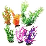 uxcell&reg; 6 Pcs Assorted Color Aquarium Plastic Plant Decoration Ceramic Base