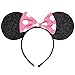 amscan Minnie Mouse Deluxe Mouse Ears Headband-1 Piece, 9 1/2