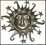 IMAGE OF Haitian Steel Drum Sun Wall Hanging - Handcut Metal Art