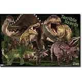 Dinosaur Group Terrible Lizards Art Poster Print - 22x34 custom fit with RichAndFramous Black 34 inch Poster Hangers