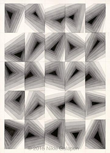 Original abstract geometric watercolor monochrome shades of grey 10x14 inches modern minimalist decor art triangles