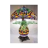 American Made Stained Glass Dragonfly Stained Glass Tiffany Table Lamp Lamps with Lit Base-this Is Lifetime International Authentic Products. We Are Not Associated with : "Ck Stained Glass" Or" Dynamic Lights ".