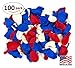 Pack of 100, Assorted Bright Red, White and Blue Color 5