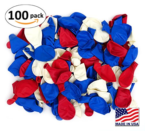 Pack of 100, Assorted Bright Red, White and Blue Color 5