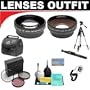 2x Digital Telephoto Professional Series Lens + 0.5x Digital Wide Angle Macro Professional Series Lens + 3 Piece Digital Camera Filter Kit + 2 Mini DV Digital Video Cassettes + Deluxe DB ROTH Super Savings Accessory Kit For The JVC GR-DVM55U, DVM70U, DVM80U, DVM96U, DX77, DX95, DX300 Mini Dv Camcorders