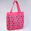 Cute Skull and Heart Print Cotton Tote Bag - Pink