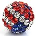 RUBYCA USA Flag Czech Crystal Round Disco Ball Clay Beads fit Shamballa Jewelry (20pcs, 10mm)