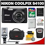 Nikon Coolpix S4100 14.0 MP Digital Camera (Black) with 8GB Card + Battery  ....