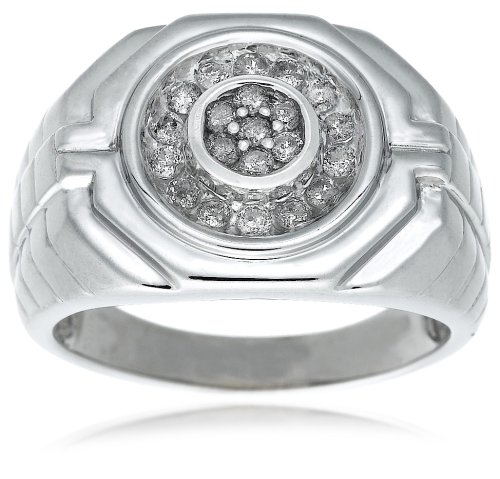 Mens Sterling Silver Diamond Ring (1/2 cttw), Size 11