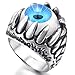 Men's Stainless Steel Resin Ring Silver Black Blue White Skull Dragon Claw Evil Devil Eye Gothic Biker