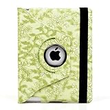 ATC Embossed Flowers Station Booklet Notebook TPU Magnetic PU Leather Premium Leather(Emerald Green Black Strap) and Stand For Apple iPad 2 2nd Generation 3G Tablet, WIFI Model, 16GB, 32GB, 64GB