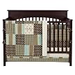 My Baby Sam Mad About Plaid in Blue 4pc Crib Bedding Set-Blue,Brown