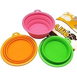 Alfie Pet by Petoga Couture - Set of 3 Ros Silicone Pet Expandable/Collapsible Travel Bowl - Size: 1.5 Cups