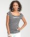 bebe Logo Stripe Marrow Edge Tee - BLACK/WHITE (S)