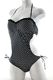 Black Polka Dot Bandeau Tie Side Bottom Monokini
