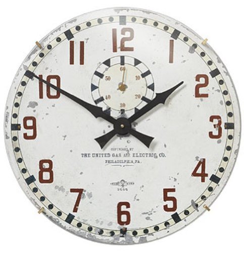 Timeworks Metro Collection Wall Clock, United Gas And Electric with Glass Face, 18-Inches Diameter