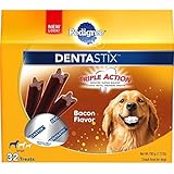 PEDIGREE DENTASTIX Bacon Flavor Large Treats for Dogs - 1.72 Pounds 32 Treats