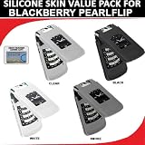 Silicone Skin 4 pc. Value Pack for your Blackberry Pearl Flip 8220 (Black, White, Clear, Smoke) Bonus DBRoth Microfiber Cleaning Cloth Included