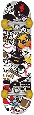 WIN.MAX 9 Plies Maple Double Kick Concave Deck Cool Doodle High Quality Skating Skateboard Black
