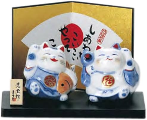 Japanese Lucky Cat Seto Yaki Ware Fuku no Kami Maneki Neko