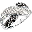 14K White Gold Black and White Diamond Ring - 1.00 Ct.