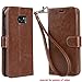 Galaxy s7 edge Case, Arae [Wrist Strap] Flip Folio [Kickstand Feature] PU leather wallet case with ID&Credit Card Pockets For Samsung Galaxy S7 edge (Brown)