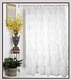 Carnation Home Fashions Carmen Crushed Voile Fabric Shower Curtain, White