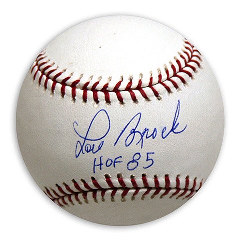 Mounted Memories St. Louis Cardinals Lou Brock Autographed Baseball With Hof 1985 Inscription