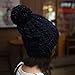 Women Knit Hat Winter Beanie with PomPom Slouchy Hats Skull Cap Thick Fleece Lining(Navy blue)