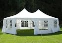 Partyzelt Pavillon Gartenpavillon 10eckig 8,9 x 6,5M wei&szlig;