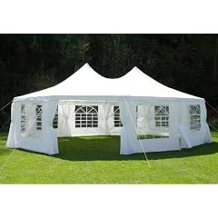 Partyzelt Pavillon Gartenpavillon 10eckig 8,9 x 6,5M wei�