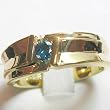 14K Yellow Gold Blue Diamond Man's Ring