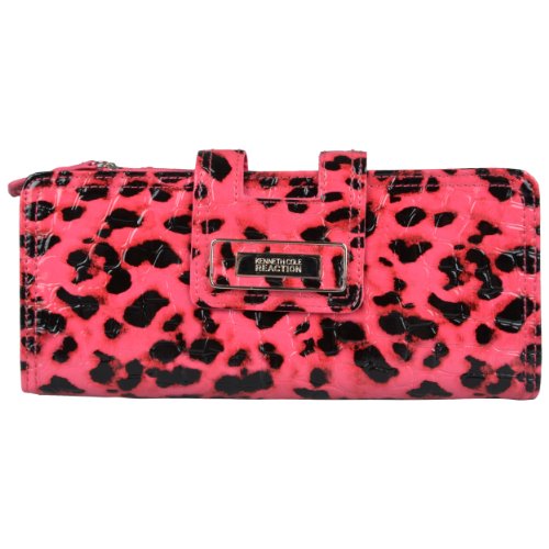 Kenneth Cole Reaction Womens Leopard Print Tab Clutch with Wristlet