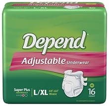 Depend Refastenable Protective Pant, Large/Extra-Large, Case of Four-16 Count (64 Pants)