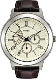 Timex Mens Retrograde Brown Leather Strap Watch- T2M422PF