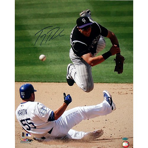 Steiner Sports MLB Colorado Rockies Troy Tulowitzki 2008 Double Play vs Dodgers 16 x 20-inch Photo