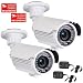 Videosecu 2 Pack 700TVL High Resolution 1/3'' Sony Effio Color CCD Zoom Bullet Security Cameras Day Night Vision Outdoor 42 Infrared LEDs 4-9mm Varifocal Lens Cameras for Home CCTV DVR Surveillance System with Free Power Supplies CMM