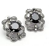 Antique Look Black Crystal Linear Drop Earrings Fashion Jewelry