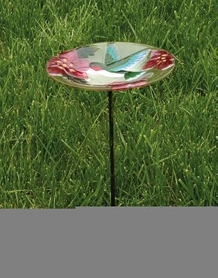 Hummingbird Glass Birdbath