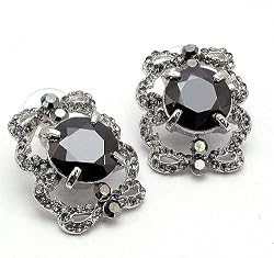 Antique Look Black Crystal Linear Drop Earrings Fashion Jewelry