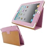 Skque New For Apple iPad 2 Leather Case Cover with Stand Pink